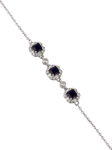 Elegant Silver Bracelet with Blue Stone Accents