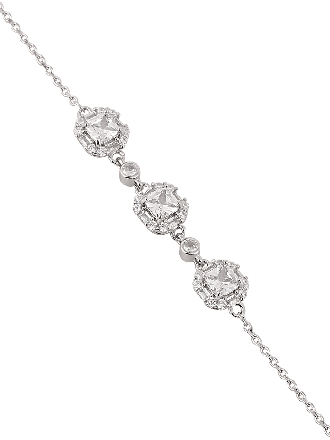 Silver Bracelet with Sparkling White Stone Accents