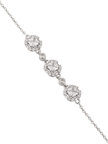 Silver Bracelet with Sparkling White Stone Accents