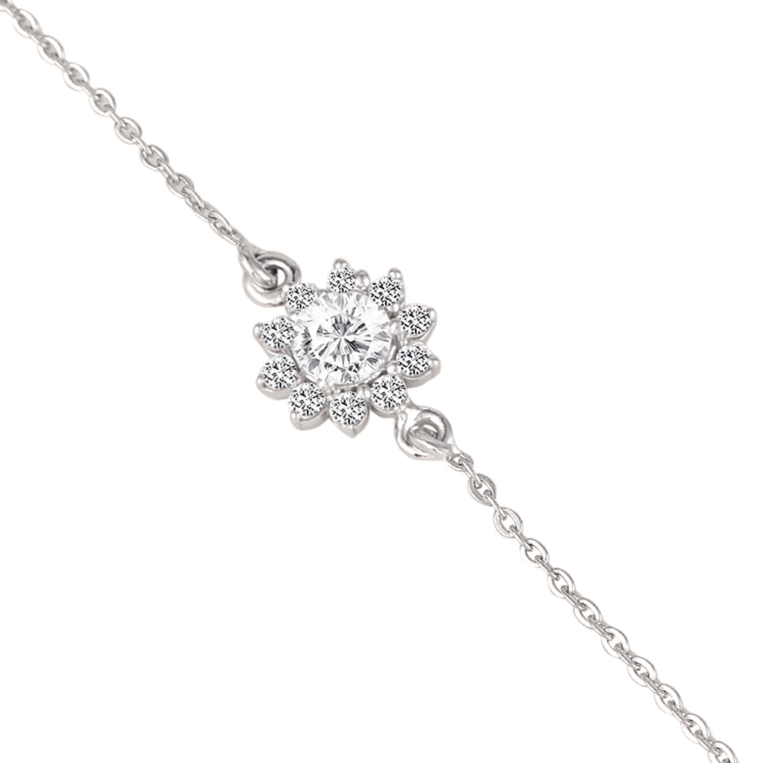 Sunflower 925 silver bracelet displayed on pink background