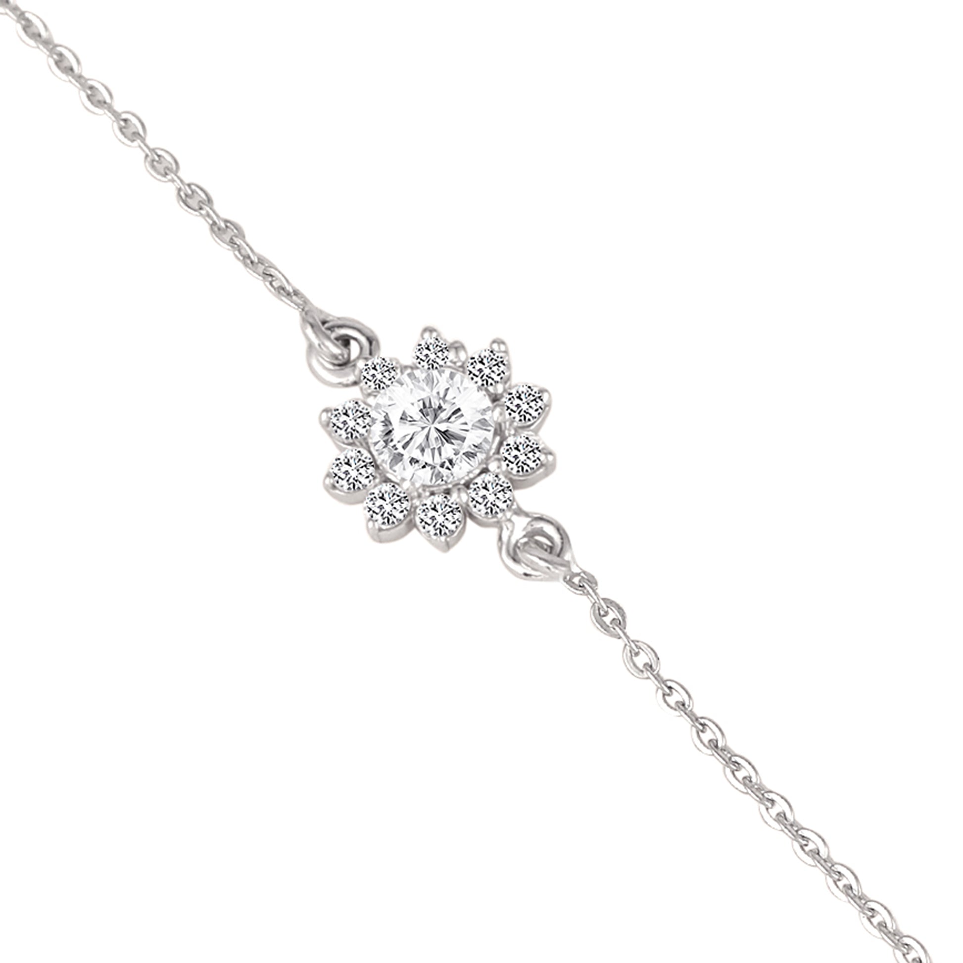 Close-up of 925 silver sunflower sparkle bracelet