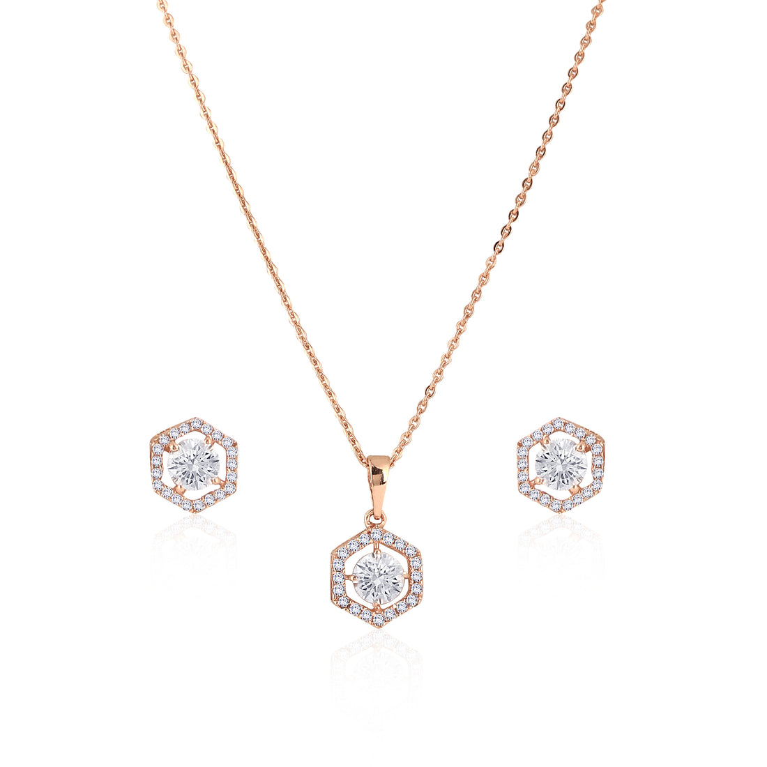 Elegant Hexagon CZ Jewellery Set ✨ Crafted in 925 Silver