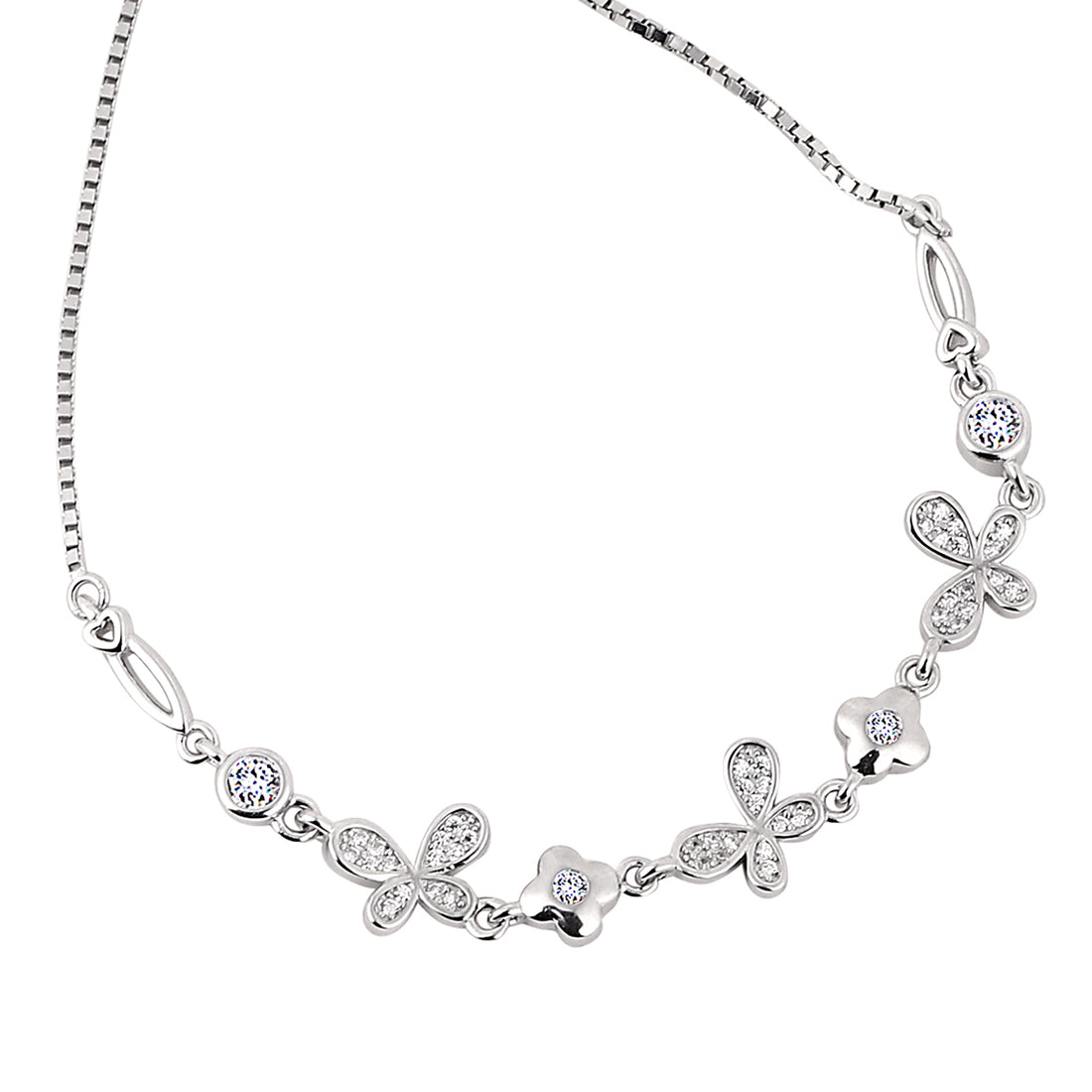 ✨ Radiant Pavé Flora Bolo Bracelet in 925 Silver