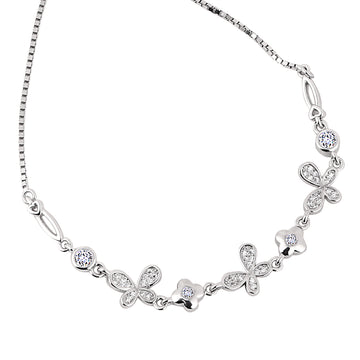925 silver floral pavé charm bracelet full length view