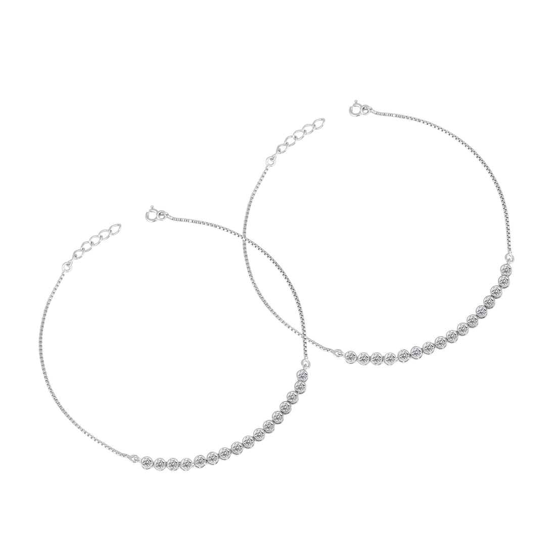 925 Silver Classic Tennis Line Anklet ✨