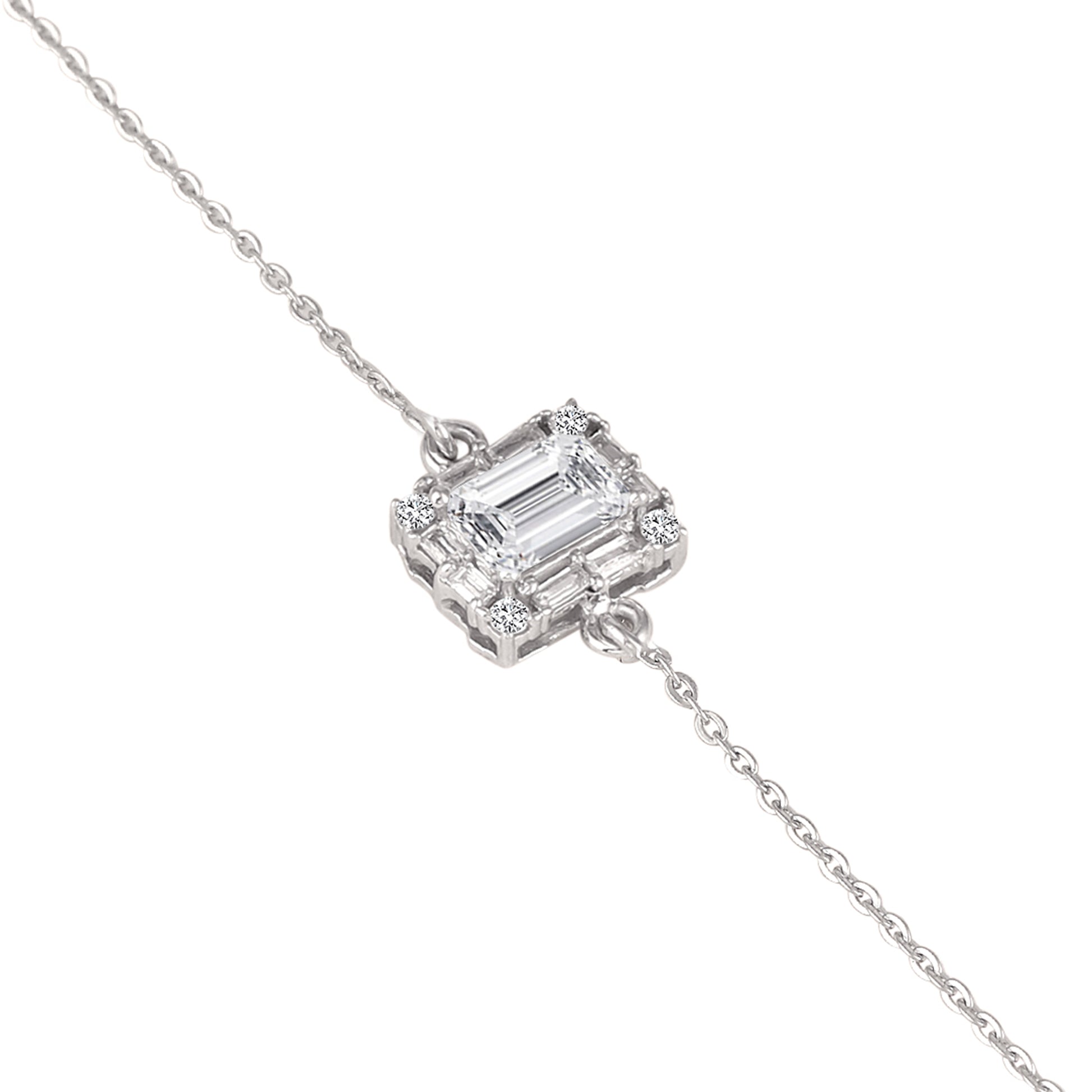 925 silver square emerald-cut bracelet close-up with baguette detailing