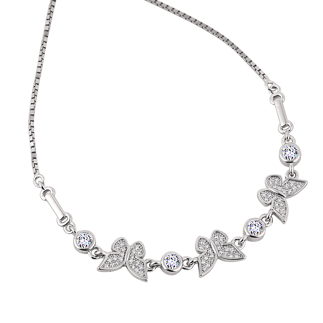 ✨ Fluttering Brilliance Pavé Bolo Bracelet in 925 Silver