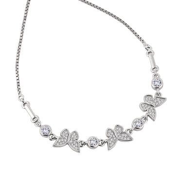 925 silver butterfly pavé charm bracelet full length view