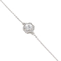 Close-up of 925 silver hexagon stone bracelet with round center