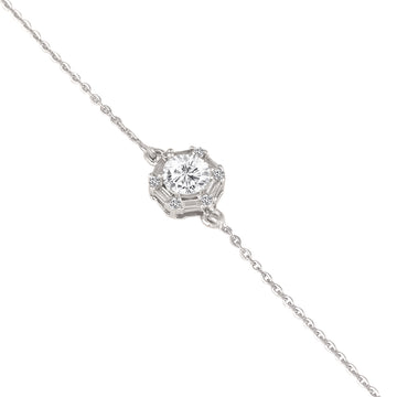 Close-up of 925 silver hexagon stone bracelet with round center