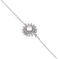 925 silver sunflower pearl bracelet close-up with pearl center