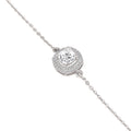 925 silver cushion halo bracelet close-up with round center stone