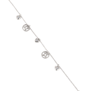 925 silver heart charm bracelet full length view