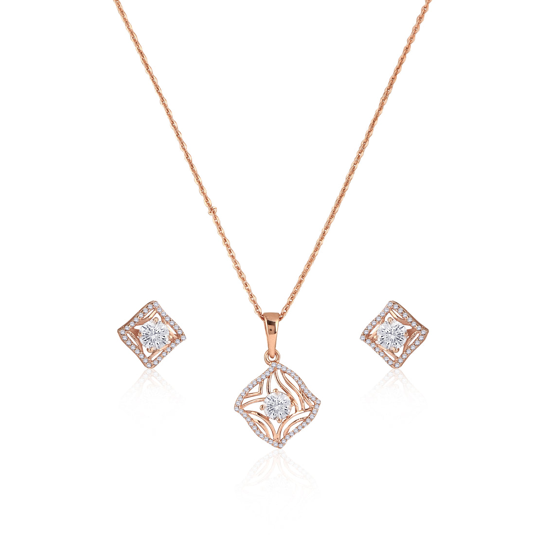 ✨ Vintage Square 925 Silver Rose Gold Jewelry Set