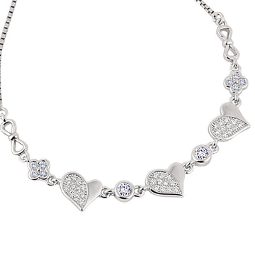 925 silver infinity heart charm bracelet close up detail
