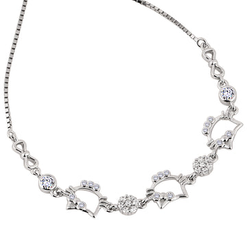 925 silver kitty pavé charm bracelet full length view