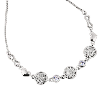 925 silver sparkling petal charm bracelet close up detail