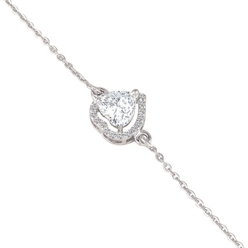 925 silver heart-shaped halo bracelet close-up with sparkling detailing