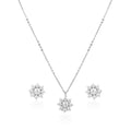 925 silver floral pendant and stud earrings set with petal design