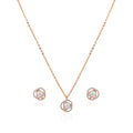 925 silver rose gold round twisted halo pendant necklace with stud earrings