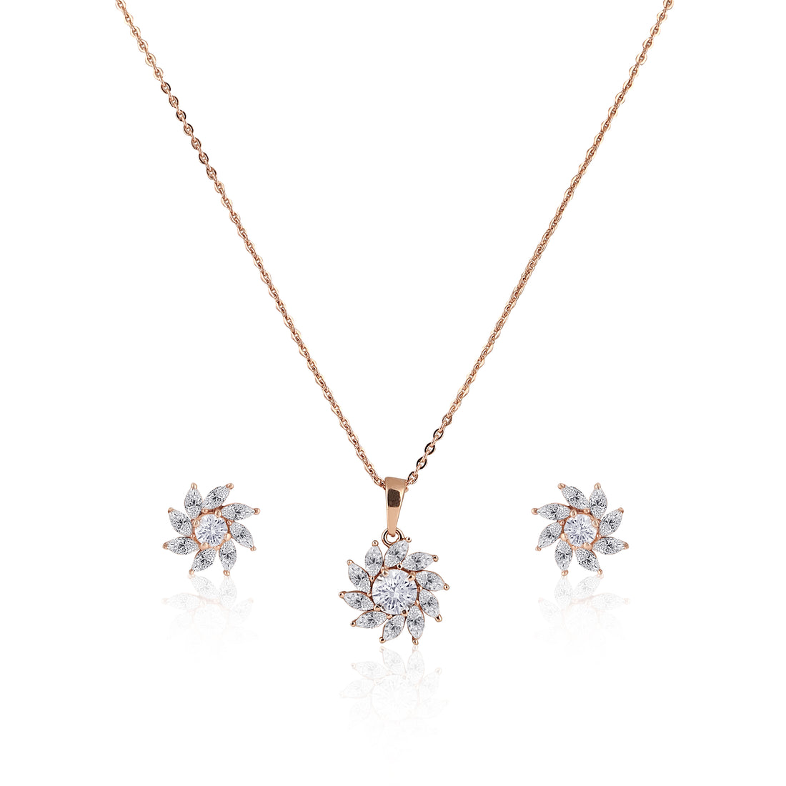 Floral Bloom CZ Pendant Set ✨ | 925 Silver