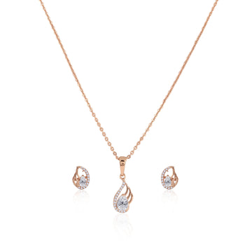 Front view of 925 sterling silver hexagon pendant necklace with matching stud earrings and double-halo cubic zirconia design