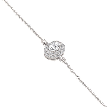Close-up of 925 silver double halo bracelet