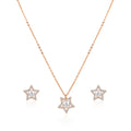 925 silver rose gold star pendant necklace with matching star stud earrings front view