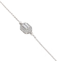 925 silver emerald-cut halo bracelet close-up with double halo detailing