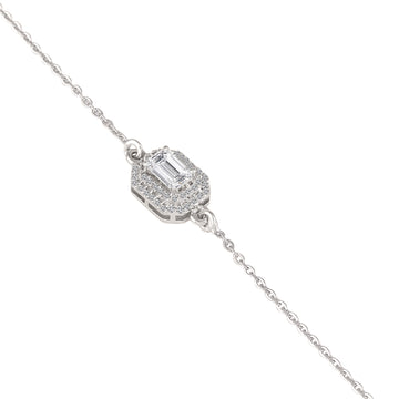 925 silver emerald-cut halo bracelet close-up with double halo detailing