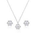 925 silver cluster pendant and stud earrings set with baguette halo