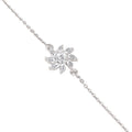 Close-up of 925 silver floral sparkle bracelet with round stone