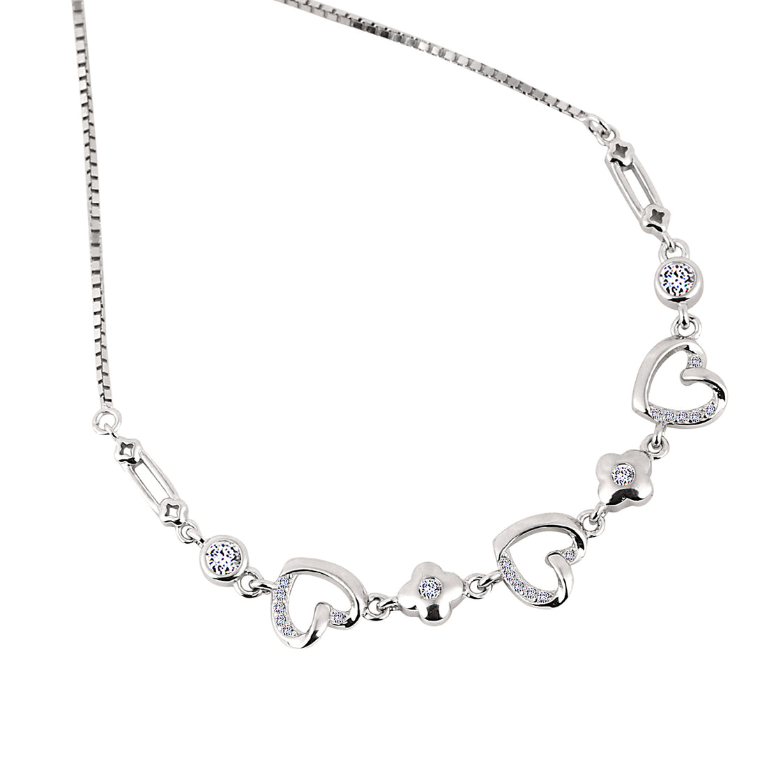 ✨ Radiant Hearts & Infinity Bolo Bracelet in 925 Silver