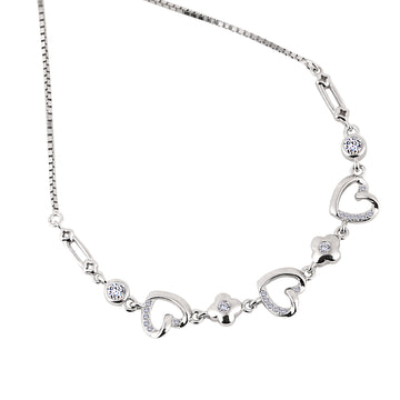 925 silver hearts and infinity charm bracelet close up detail