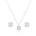 Art deco baguette halo pendant set in 925 silver with matching stud earrings