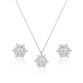 925 silver starburst pendant necklace with coordinating stud earrings