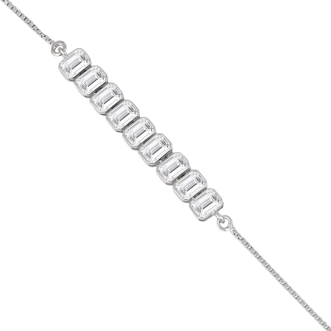 ✨ Emerald-Cut Radiant Bar Bracelet in 925 Silver