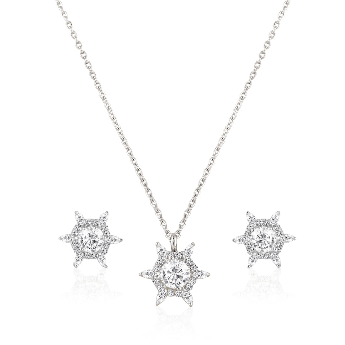 Celestial Starburst Pendant Set in 925 Silver with Zircon