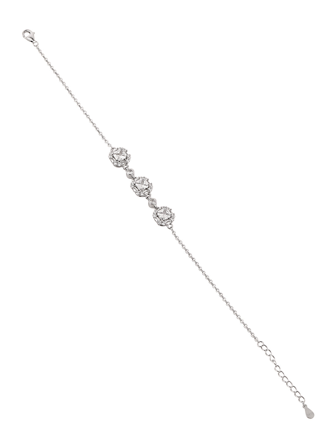 Silver Bracelet with Sparkling White Stone Accents