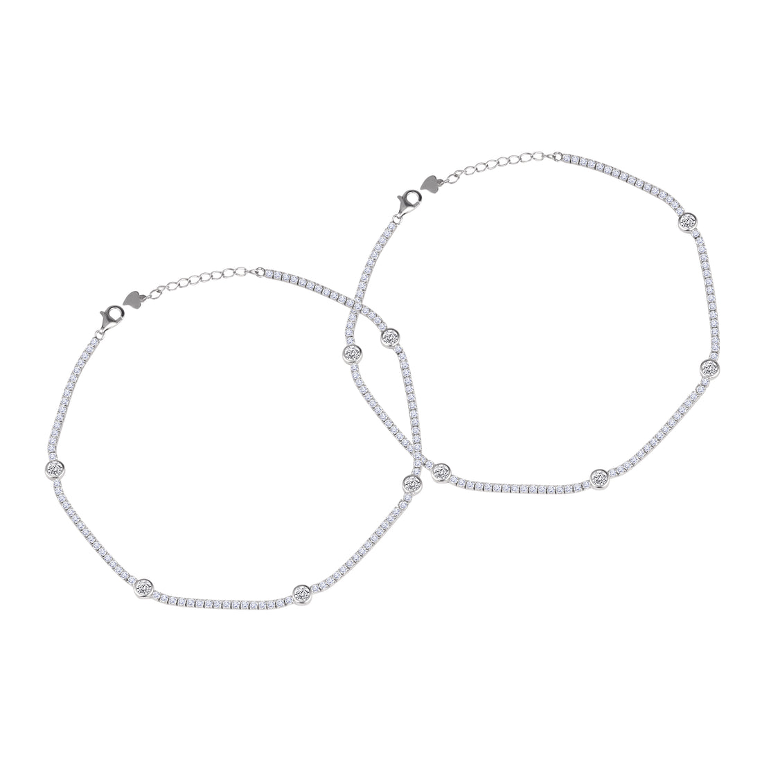 925 silver zircon tennis anklet close up detail