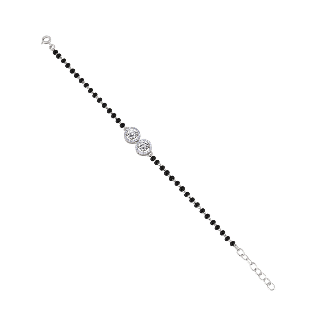 925 Silver Mangalsutra Design Crystal Bracelet ⚫
