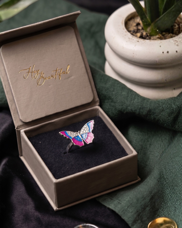 💖 Whimsical Bi-Color 925 Silver Butterfly Ring