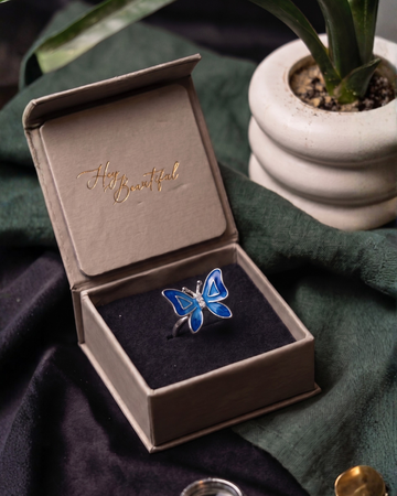 🦋 Enchanting Enamel 925 Silver Butterfly Ring