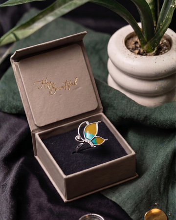 🦋 925 Silver Vibrant Two-Tone Butterfly Ring