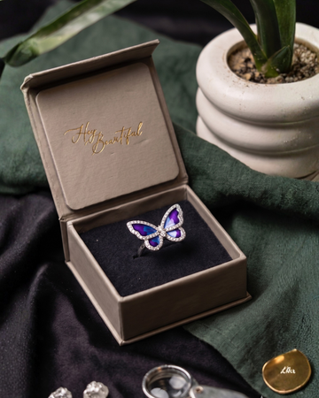 💜 925 Silver Mystical Bi-Color Butterfly Ring