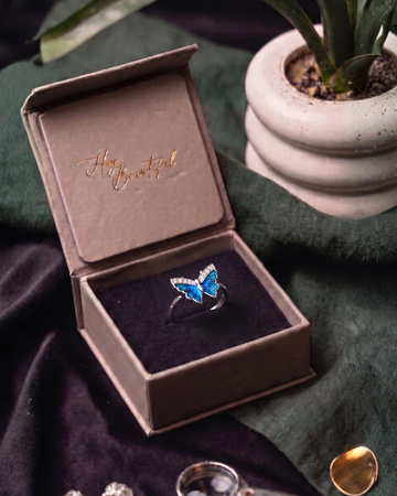 💙 925 Silver Oceanic Split-Wing Butterfly Ring