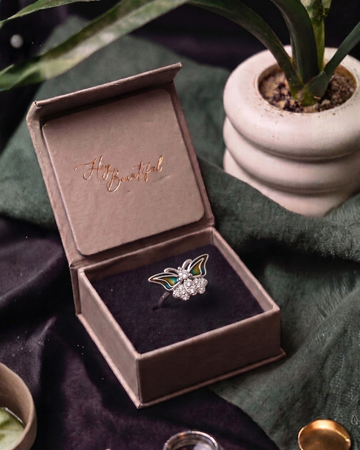 🍀925 Silver Vibrant Crystal Petal Adjustable Ring
