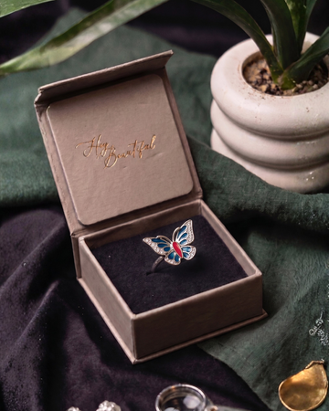 🦋 925 Silver Vibrant Azure Butterfly Ring