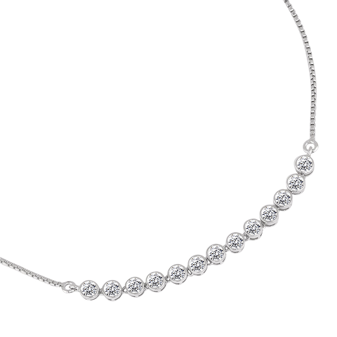 925 Silver Pavé Round Station Anklet 💎