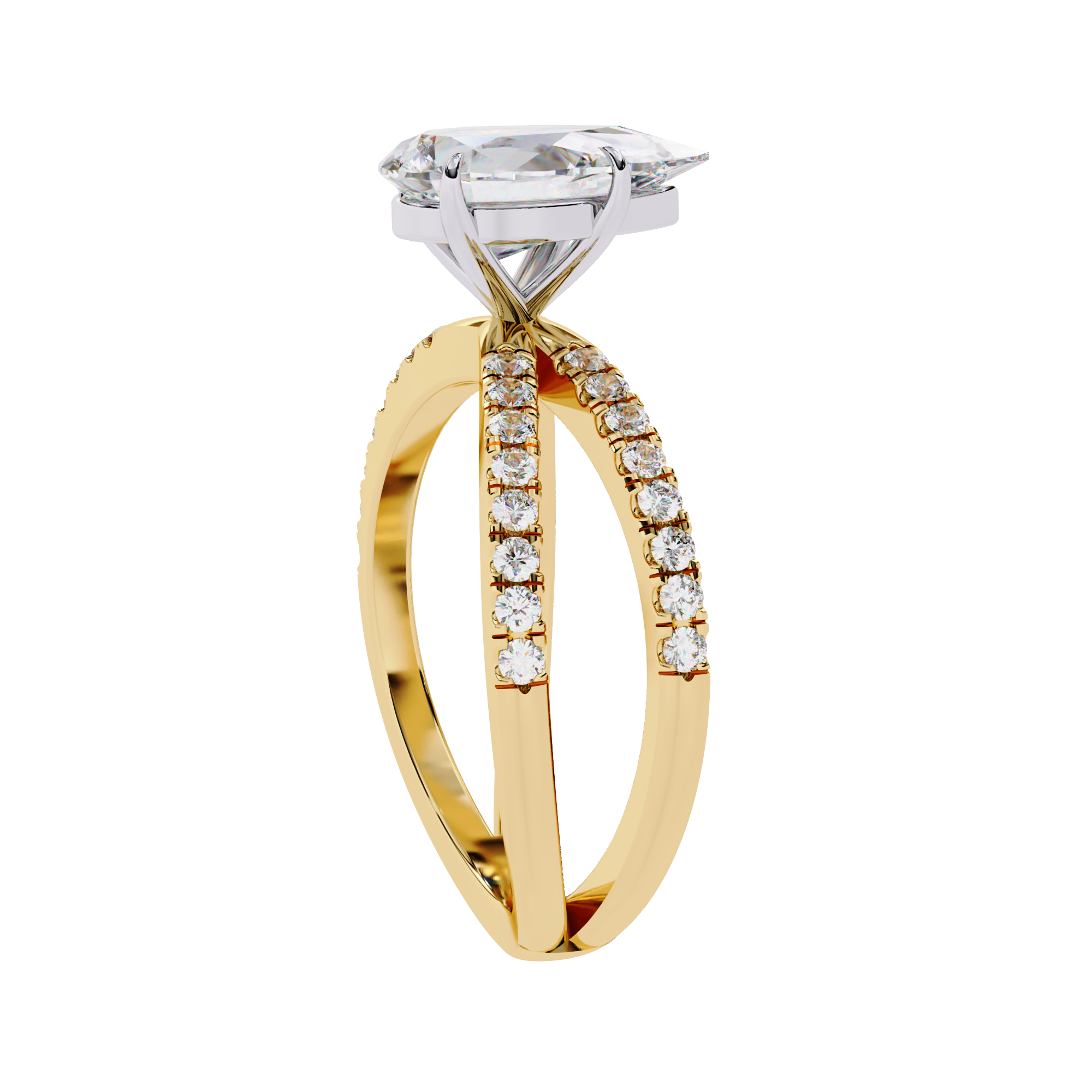 Golden Grace Pear Solitaire Ring